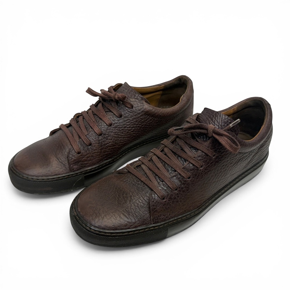 Acne Studios Adrian Low Top Sneakers Men's 42 US 9  Brown Pebbled Leather Italy
